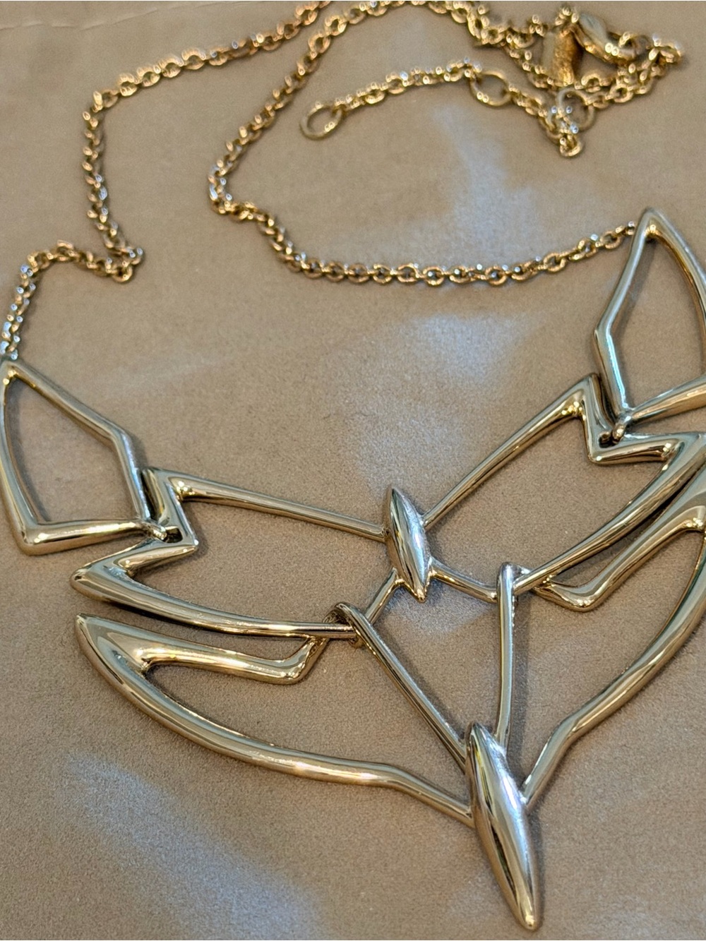 Alexis Bittar Gold Tone Geometric Fox Silhouette Necklace (Like New)
